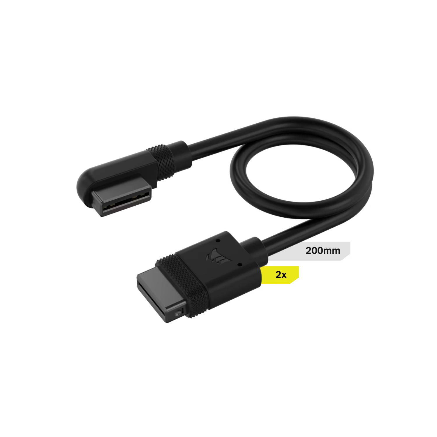 Cable CORSAIR iCUE LINK 2x 200mm con conector 90° negro