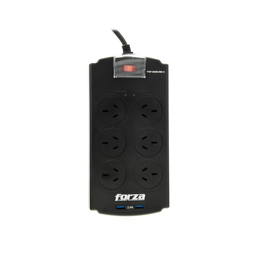 Protector de Sobretension Forza (FSP-602USB-A) 6 tomas + 2 usb