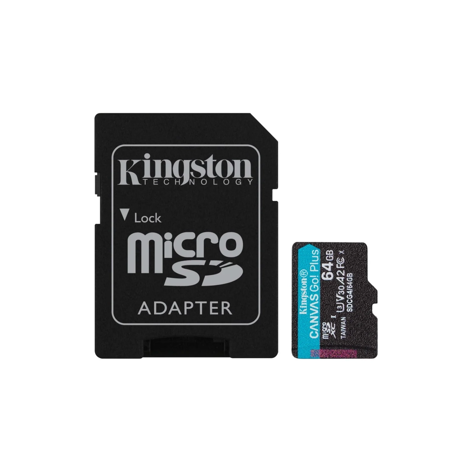 Tarjeta de Memoria KINGSTON Canvas Go Plus Gen4 MicroSDXC 64GB UHS-I U3 V30 200MB/s c/adaptador