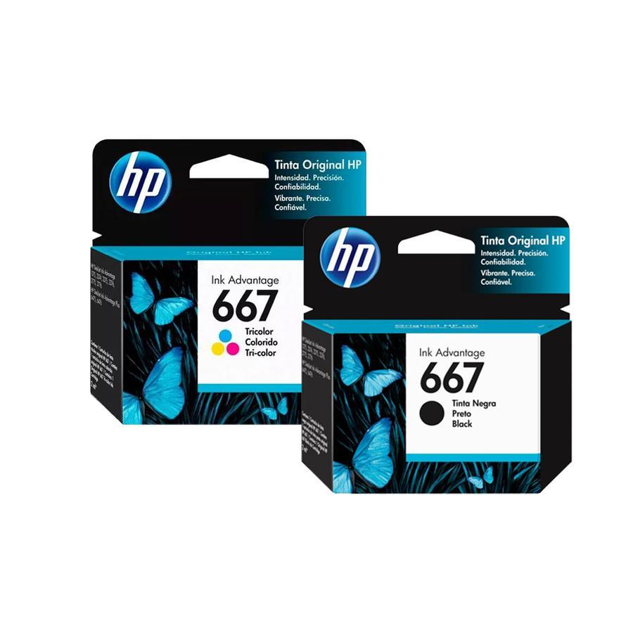 Combo Cartucho de tinta HP 667 Deskjet Advantage color negro y Tricolor 2375 / 2775