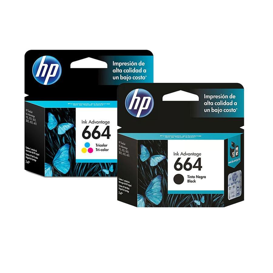Combo Cartuchos de tinta HP 664 Negro y Tricolor 1115 / 2135/ 3635 HP 664