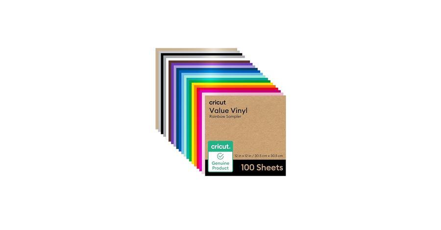 Papel Cricut Value Vinyl Permanent Sampler 12X12 Pulgadas 100 Hojas Arcoíris
