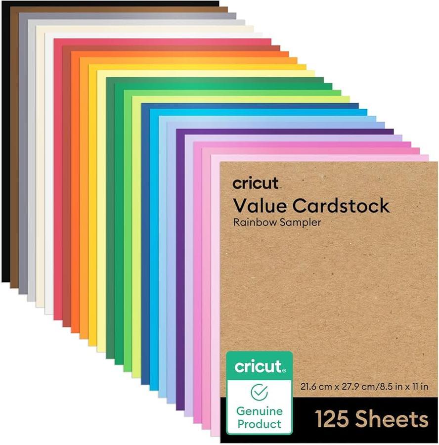 Cartulina De Muestra Cricut Value De 8,5 X 11 Pulgadas, 125 Hojas, Arcoíris