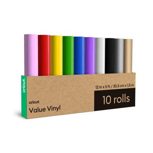 Rollos De Vinilo De Valor De Papel Cricut De 12 Pulgadas X 5 Pies (10 Rollos Arcoíris)