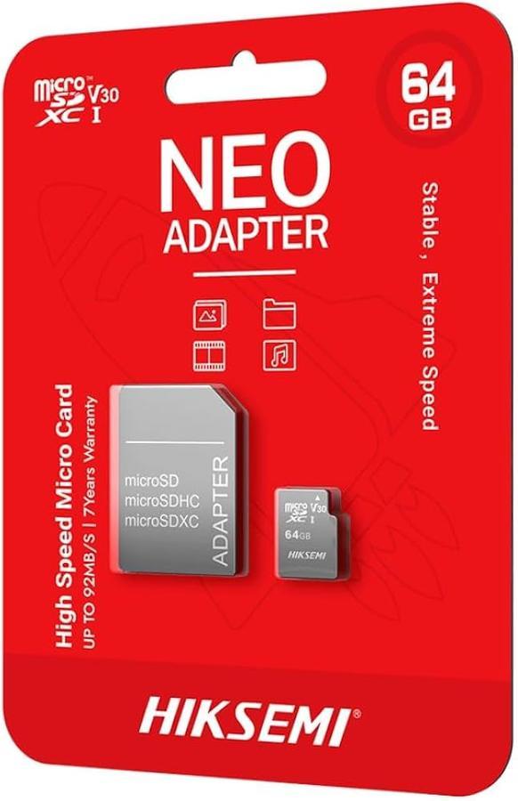 Memoria Micro SD 64 Gb Hiksemi Neo con adaptador
