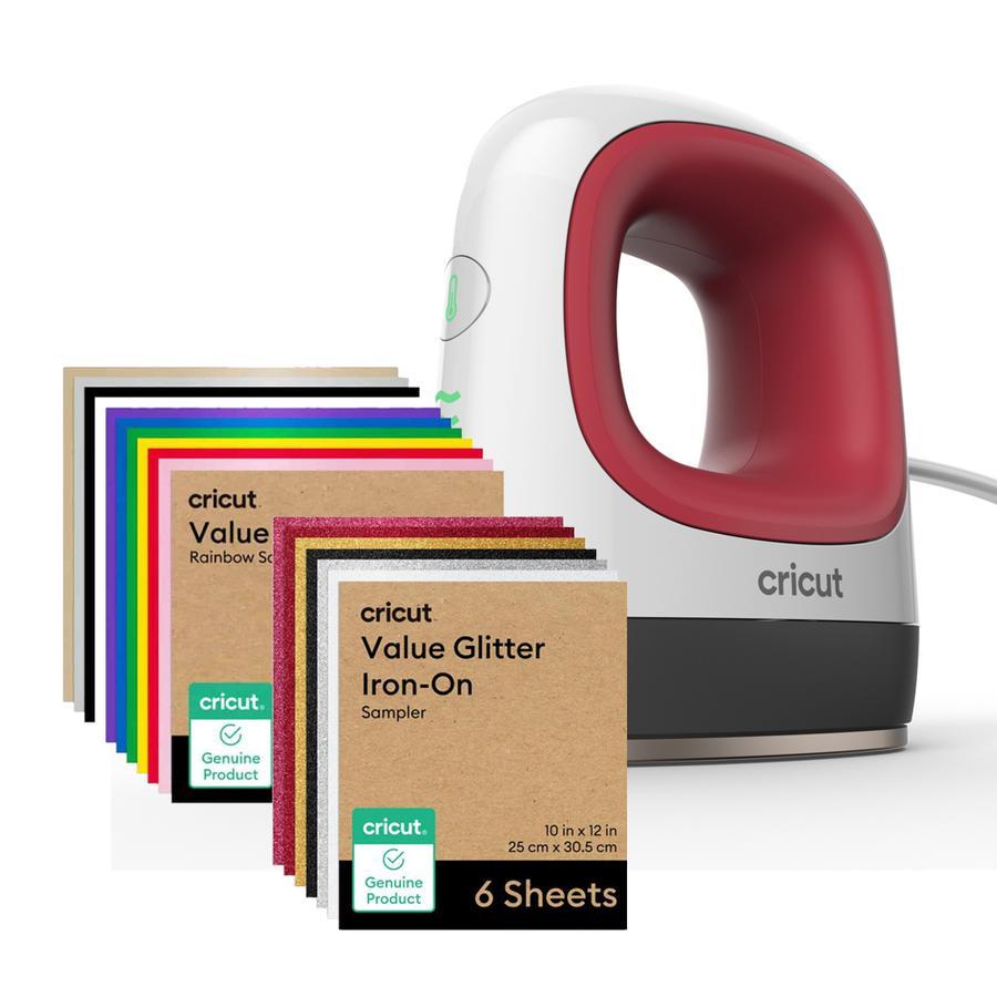 Combo Cricut Textil ( Prensa Térmica Easypress + Papel  Value Iron-On Sampler + Papel  Value Glitter)