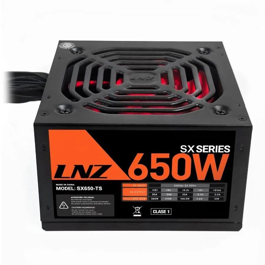 Fuente Pc Lnz 650W Sx650-TS Negra, Fan Red By