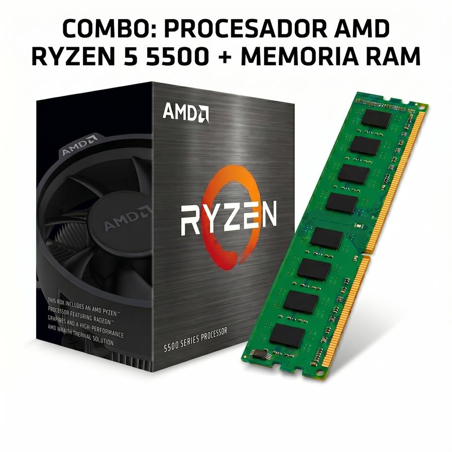 Combo Microprocesador AMD Ryzen 5 5500 + Memoria DDR4 3200HZ 8GB Generica