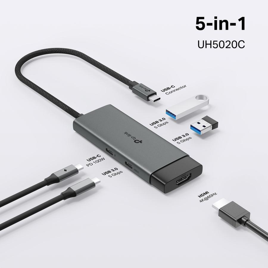 Hub Adaptador USB-C 5 En 1 TP-Link UH5020C HDMI 4K PD 100W