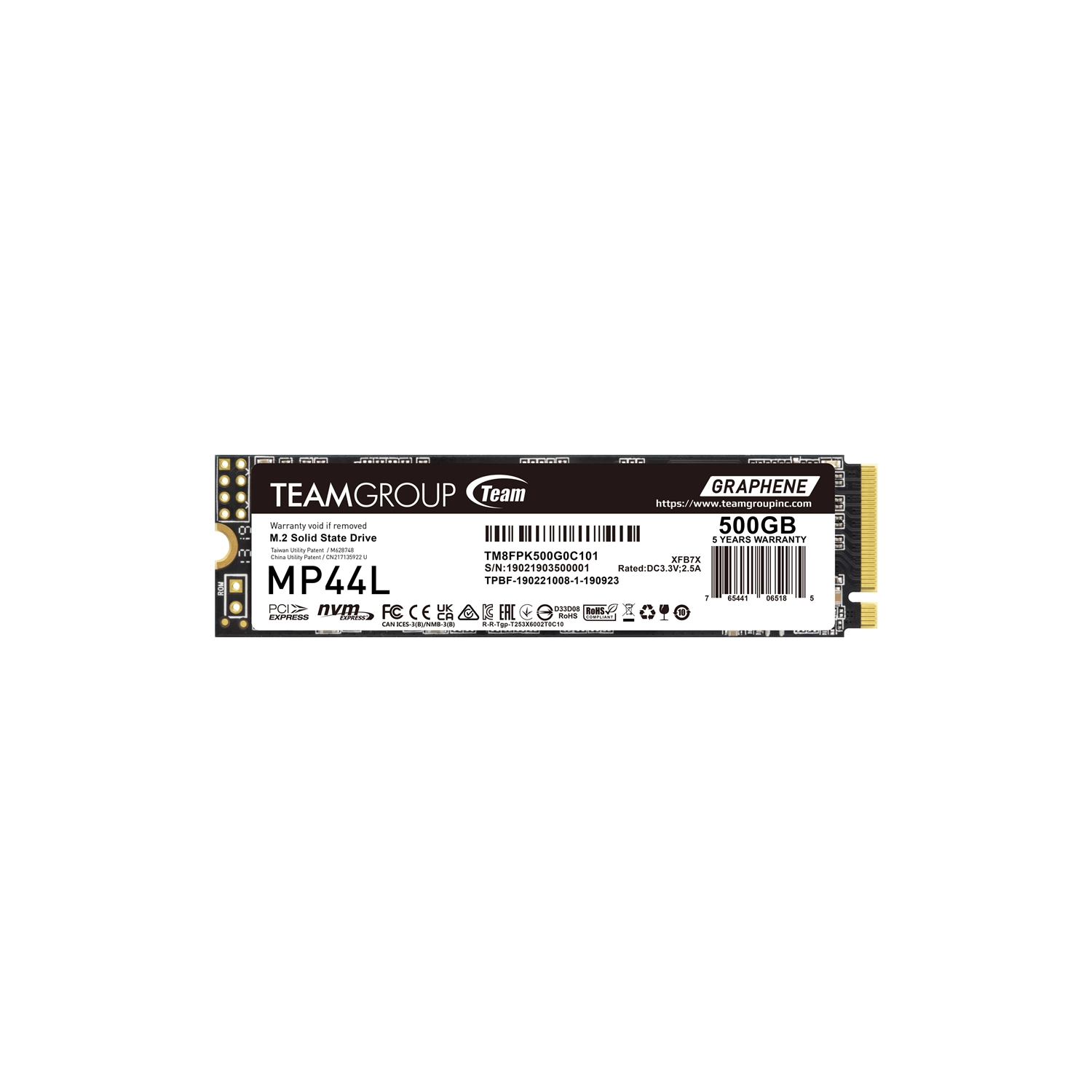 Disco Interno SSD TEAM GROUP MP44L 500GB M.2 NVMe PCIe 4.0 5000MB/s