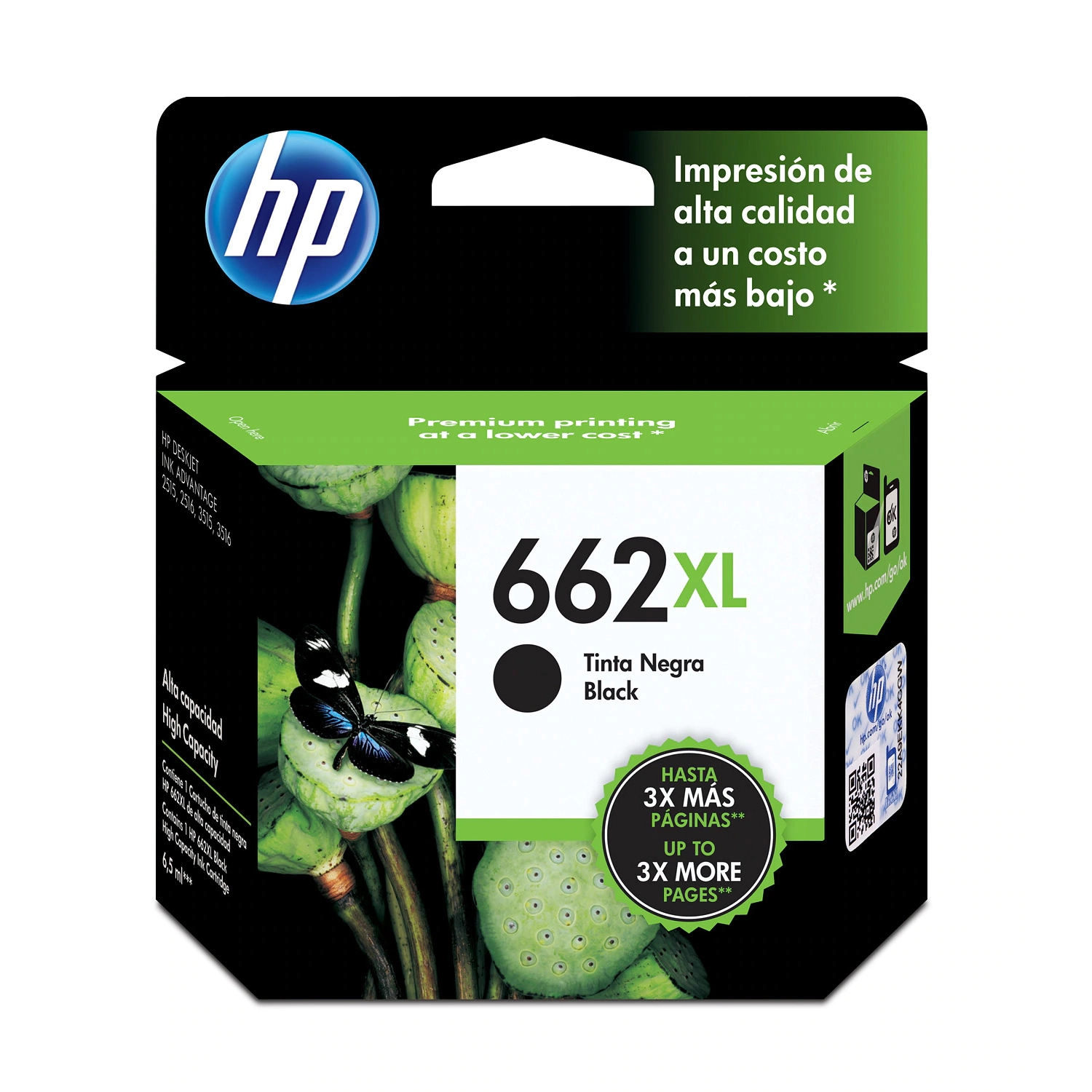Cartucho de Tinta HP 662XL Negra Alto Rendimiento