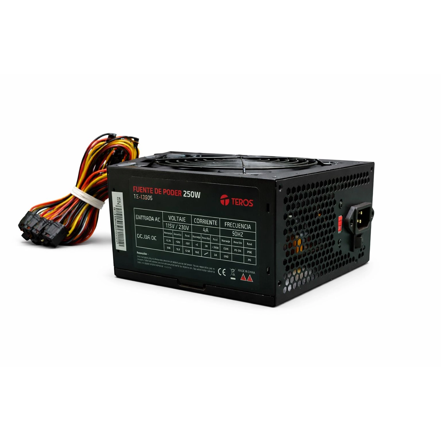 Fuente Teros TE-1330S 250W ATX 3.1 24 Pines Black