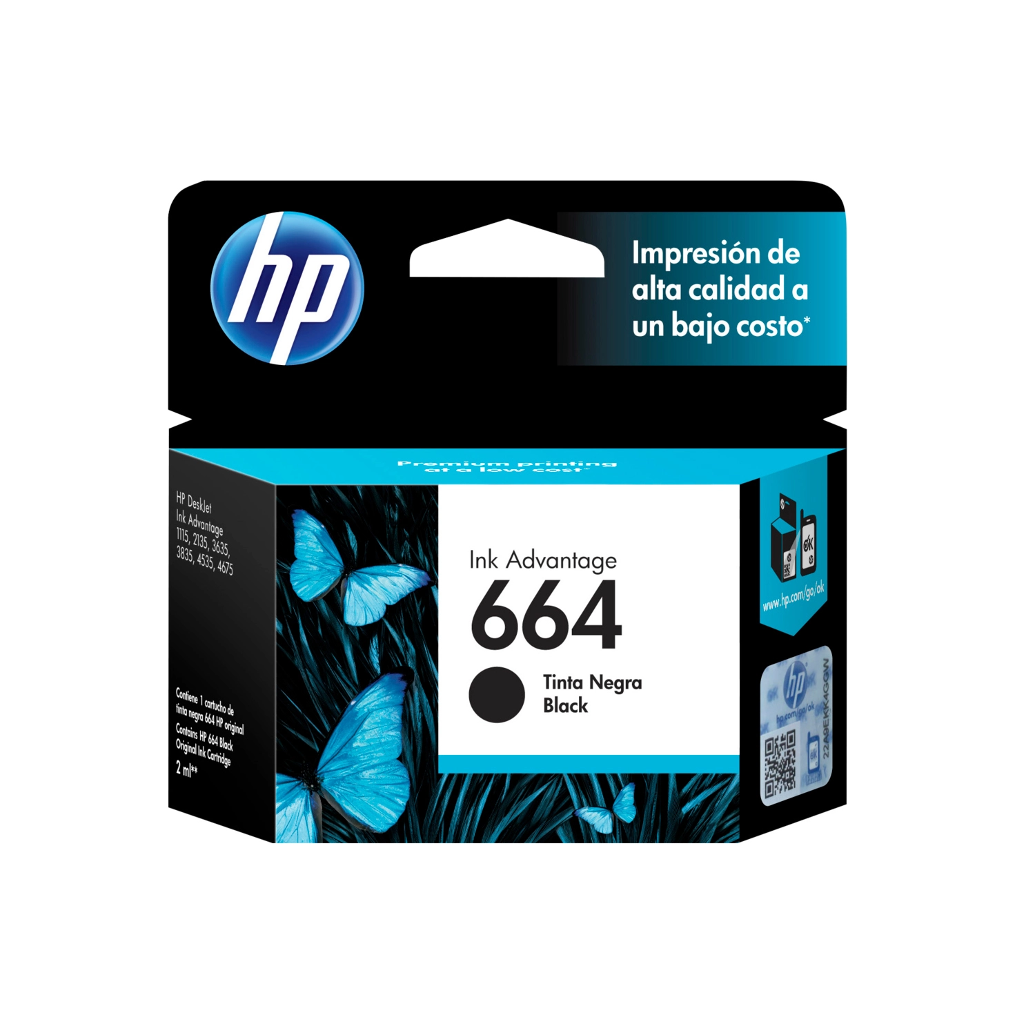 Cartucho de Tinta HP 664 Negra