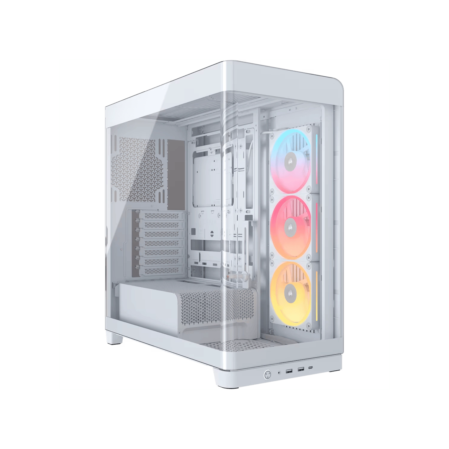 Gabinete CORSAIR FRAME 4500X LX-R RGB iCUE LINK Mid Tower de cristal panorámico Blanco