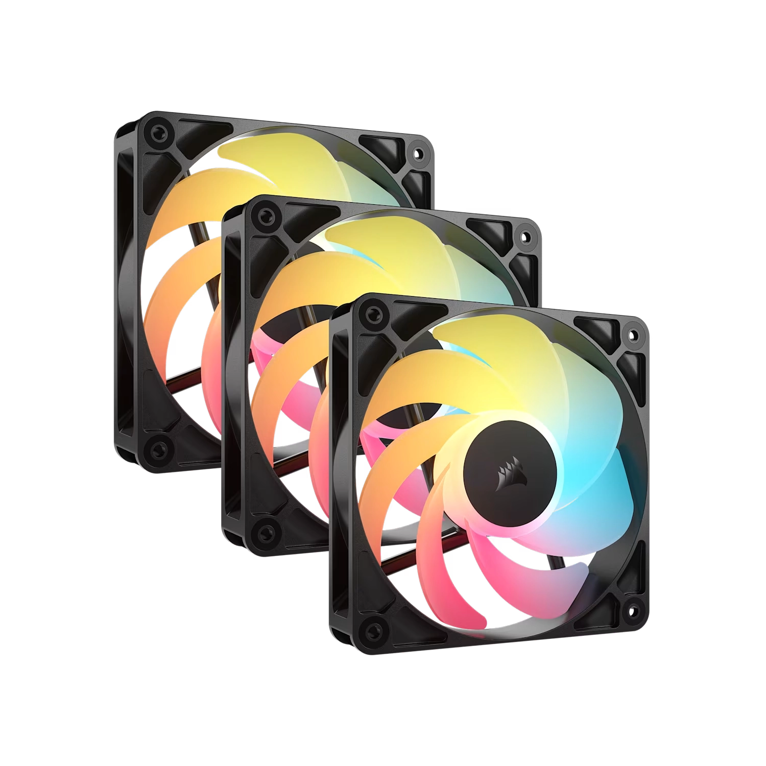 Kit de ventiladores CORSAIR flujo invertido RS120-R ARGB de 120 mm x3 negro