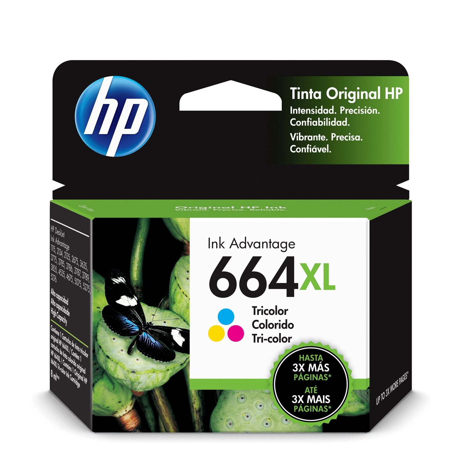 Cartucho de Tinta HP 664XL Color Alto Rendimiento