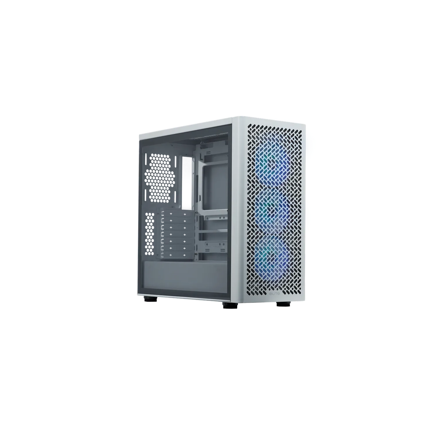 Gabinete Cooler Master Elite 502 Mid Tower 3 Fans ARGB Tempered Glass White s/Fuente