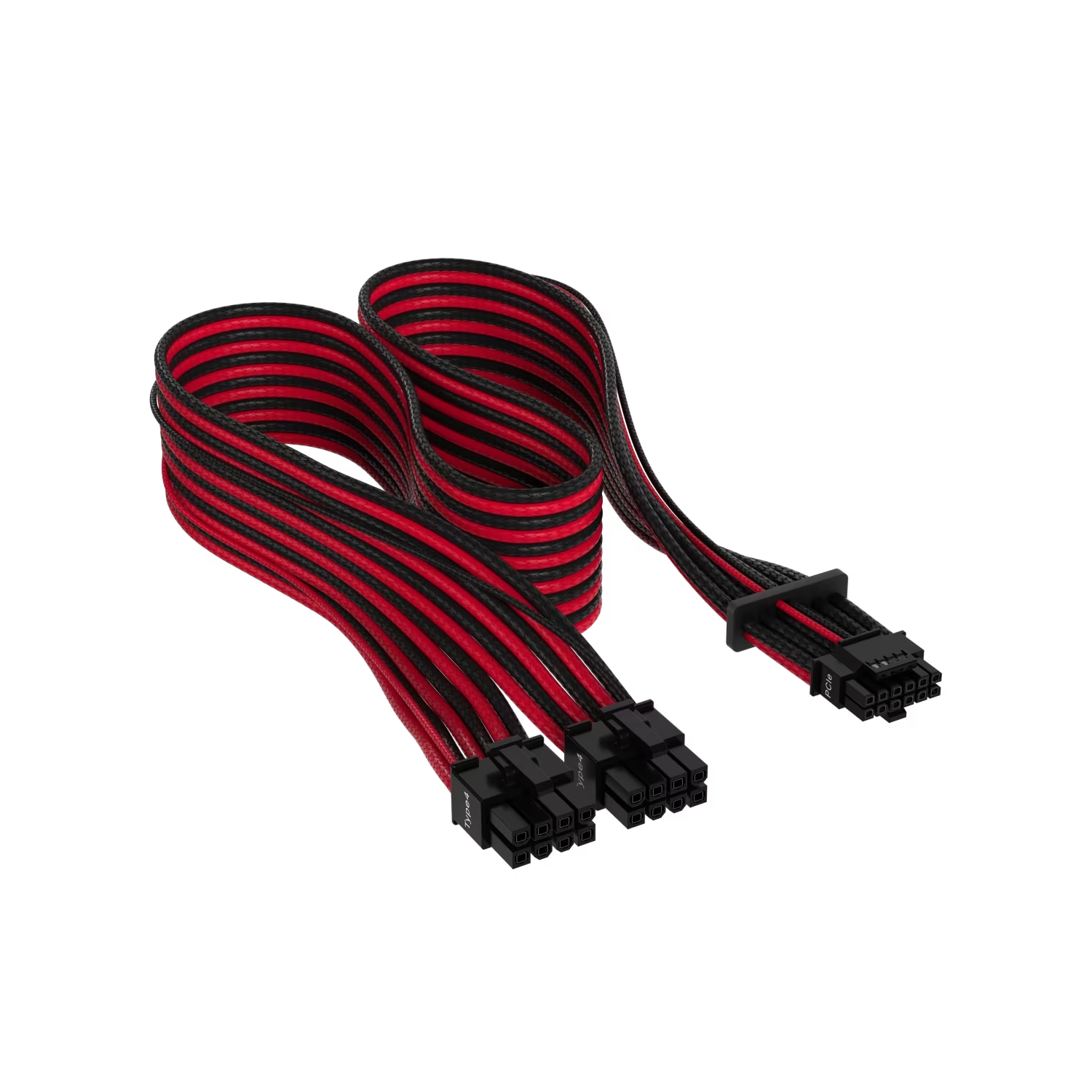 Cable con fundas individuales PCIe Gen 5 12V-2x6 de 600 W y 12 4 patillas con funda individual, Type 4, ROJO/NEGRO