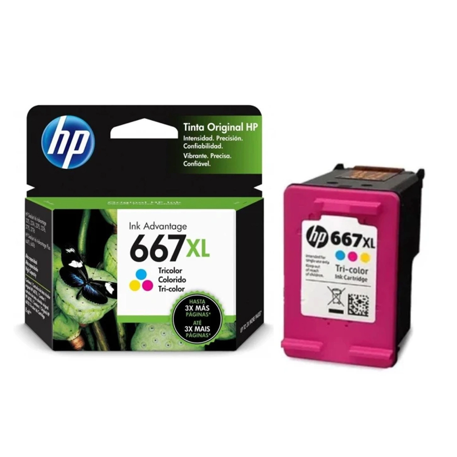 Cartucho de Tinta HP 667XL Color Alto Rendimiento