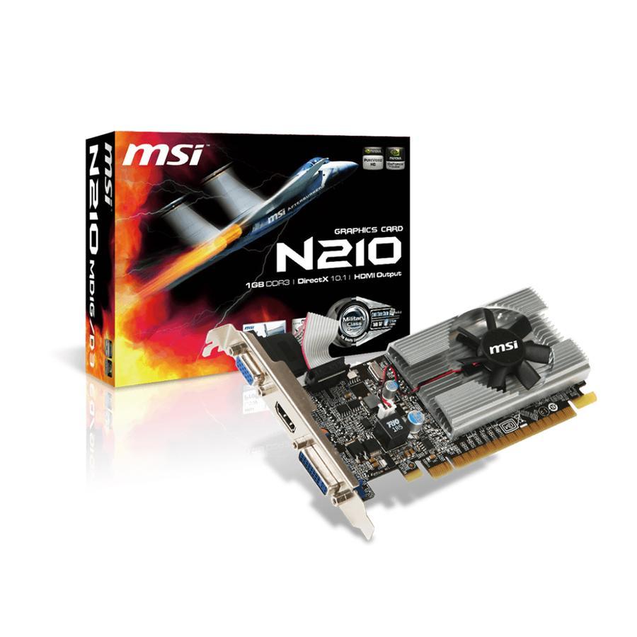 Placa de Video MSI GEFORCE N210-MD1G/D3 1 GB DDR3 DVi VGA HDMI