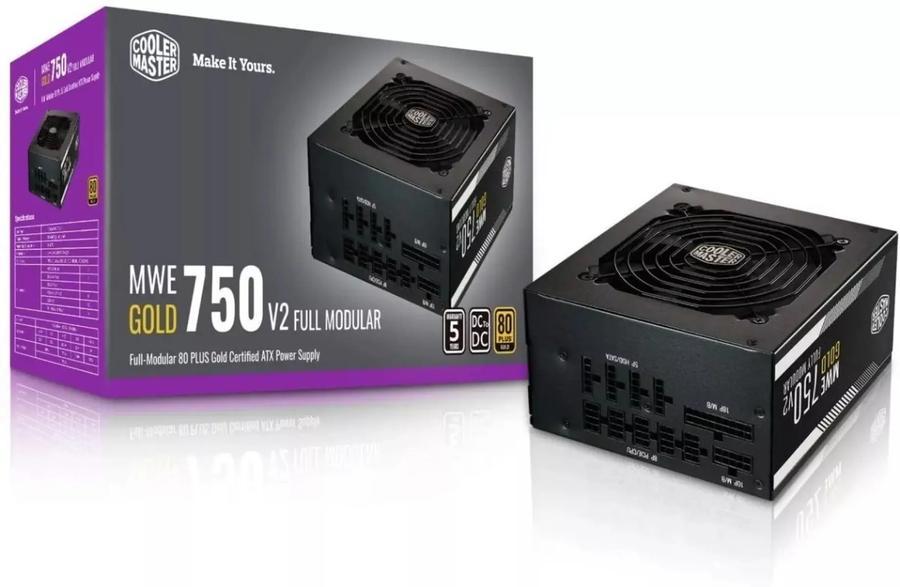 Fuente Cooler Master Mwe Gold 750w V3 80 Plus Gold Color Negro